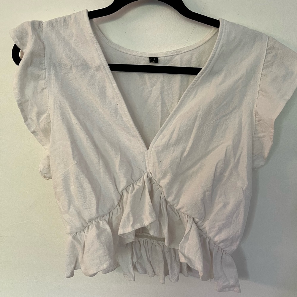 White Linen Crop Top & Pant Set